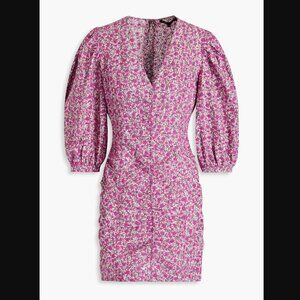 -NWT- MAJE FLORAL PRINT BRODERIE ANGLAISE COTTON MINI DRESS SZ 34